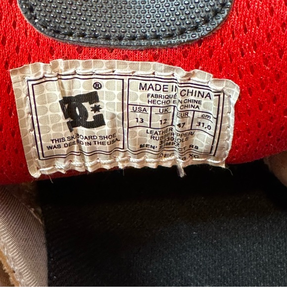 DC Men’s Skate Shoes Red White Black Size 13 - Picture 6 of 8
